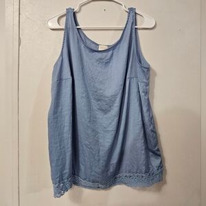 Chico's Blue Lace Trim Tank Top!